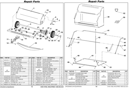 Part Location Diagram of 1-800-652-2321 Cub Cadet Please Call Ohio Steel Toll-Free At 1-800-652-2321 For Parts And Support | Refer To -Inchcustomer Support<br/>  Info-Inch Page